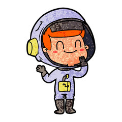 happy cartoon astronaut man