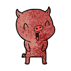 happy cartoon pig