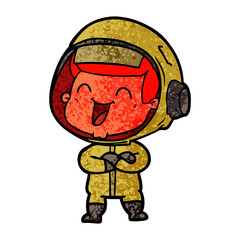 happy cartoon astronaut