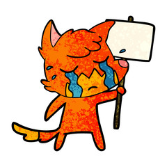 sad little fox cartoon character