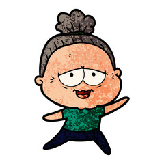 cartoon happy old lady