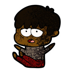 cartoon exhausted boy