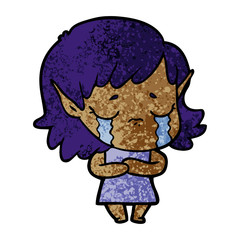 cartoon crying elf girl