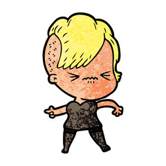 cartoon annoyed hipster girl