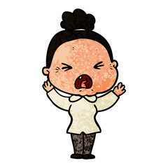 cartoon angry old woman