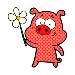 happy cartoon pig