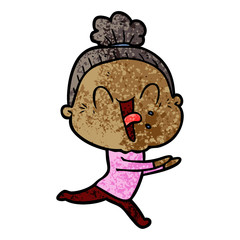 cartoon happy old woman