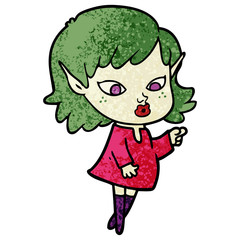 pointing cartoon elf girl