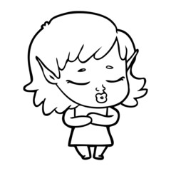 shy cartoon elf girl