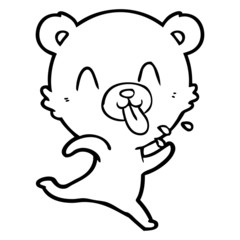 Obraz premium rude cartoon polar bear sticking out tongue