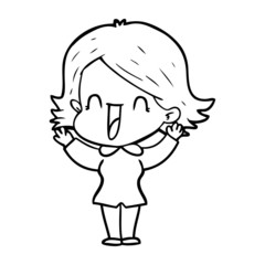 cartoon happy woman
