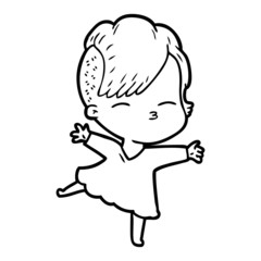 cartoon squinting girl