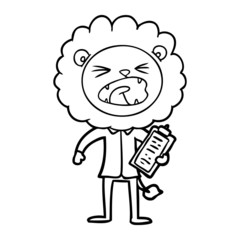 cartoon lion salesman