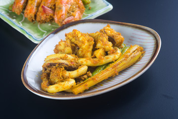 Curry Octopus on the background. Curry Octopus on the background