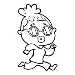 cartoon woman wearing spectacles