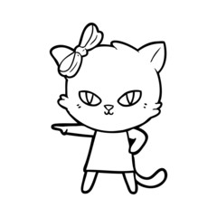 cute cartoon cat wearing dress