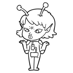 pretty cartoon alien girl