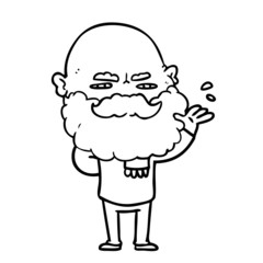 cartoon dismissive man with beard frowning