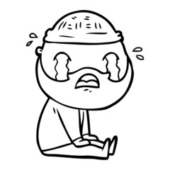 cartoon bearded man crying