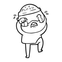 Obraz premium cartoon bearded man crying and stamping foot