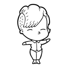 cartoon squinting girl