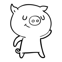 happy cartoon pig
