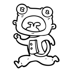 cartoon weird alien running away