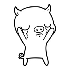 Fototapeta premium cartoon pig crying