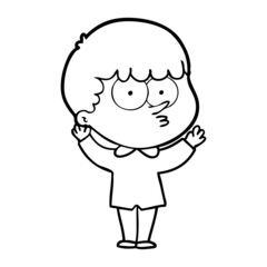 cartoon curious boy