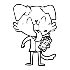 cartoon panting dog with clipboard