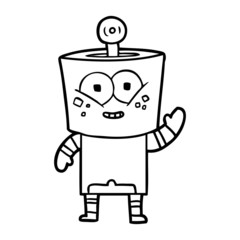 happy cartoon robot waving hello