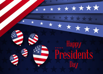 Fototapeta na wymiar Presidents Day poster. Happy Presidents Day Background and symbols with USA flag. Vector illustration.