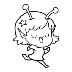 happy alien girl cartoon