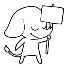 cartoon smiling elephant with placard