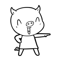 happy cartoon pig in dress