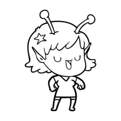 happy alien girl cartoon laughing