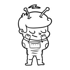 bashful cartoon spaceman