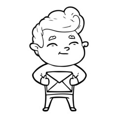 happy cartoon man with gift