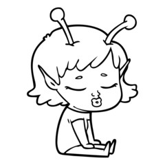 cute alien girl cartoon