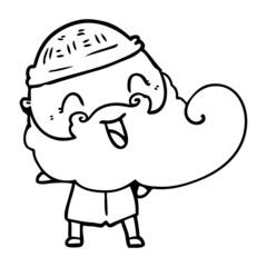 happy man with beard and winter hat