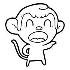 shouting cartoon monkey pointing