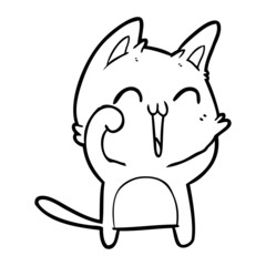 happy cartoon cat meowing