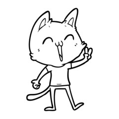 happy cartoon cat meowing