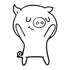 happy cartoon pig