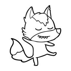 friendly cartoon wolf balancing