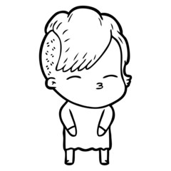 cartoon squinting girl