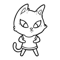confused cartoon cat in clothes