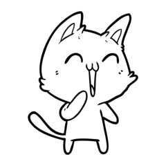 happy cartoon cat meowing