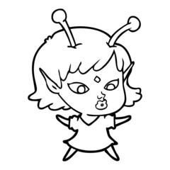 pretty cartoon alien girl