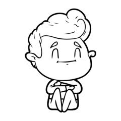 happy cartoon man sitting